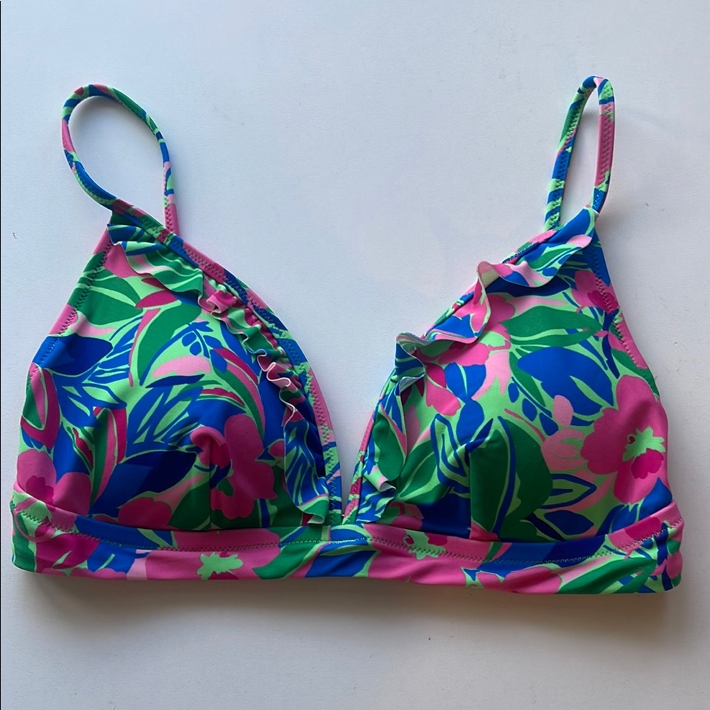 J. Crew Factory Printed french bikini top with ruffles